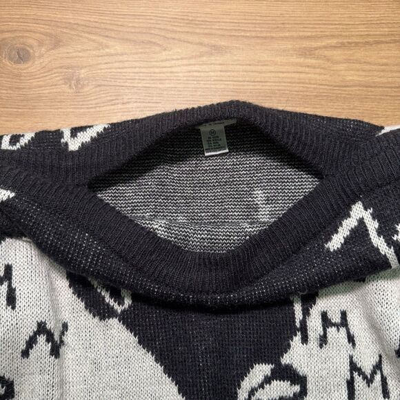 Vintage 80s Carizia Abstract Black White Sweater Women M Bold Graphic Padded - Picture 4 of 10